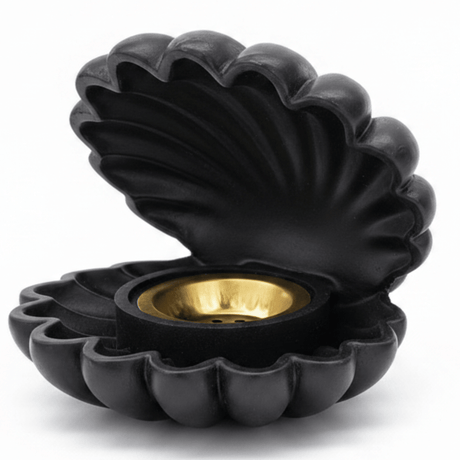 Black Shell Incense Burner — Matte Finish with Gold Brass Insert | 14cm - Al Kabayel Discount CentreBlack Shell Incense Burner — Matte Finish with Gold Brass Insert | 14cmIncense burnerAKDCAl Kabayel Discount Centre