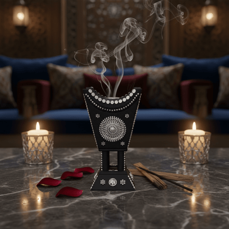 Black & Silver Chalk Incense Burner | Handcrafted Arabic Decor | 16×7cm - Al Kabayel Discount CentreBlack & Silver Chalk Incense Burner | Handcrafted Arabic Decor | 16×7cmIncense burnerAKDCAl Kabayel Discount Centre