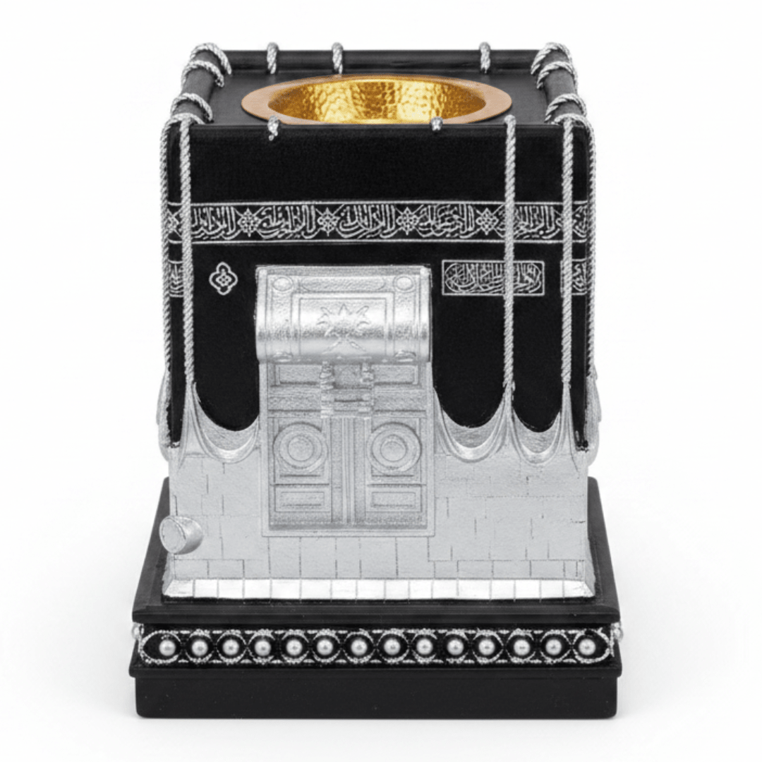 Black & Silver Chalk Kaaba Replica Incense Burner | Luxury Arabic Home Décor | 15×10cm - Al Kabayel Discount CentreBlack & Silver Chalk Kaaba Replica Incense Burner | Luxury Arabic Home Décor | 15×10cmIncense BurnerAKDCAl Kabayel Discount Centre