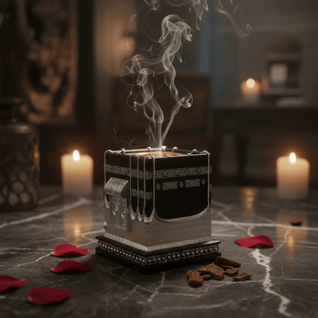 Black & Silver Chalk Kaaba Replica Incense Burner | Luxury Arabic Home Décor | 15×10cm - Al Kabayel Discount CentreBlack & Silver Chalk Kaaba Replica Incense Burner | Luxury Arabic Home Décor | 15×10cmIncense BurnerAKDCAl Kabayel Discount Centre