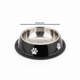 Black & Silver Stainless Steel Pet Feeding Bowl with Paw Print Design – 16cm - Al Kabayel Discount CentreBlack & Silver Stainless Steel Pet Feeding Bowl with Paw Print Design – 16cmPet SuppliesAKDCAl Kabayel Discount Centre