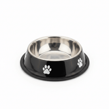 Black & Silver Stainless Steel Pet Feeding Bowl with Paw Print Design – 16cm - Al Kabayel Discount CentreBlack & Silver Stainless Steel Pet Feeding Bowl with Paw Print Design – 16cmPet SuppliesAKDCAl Kabayel Discount Centre