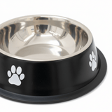 Black & Silver Stainless Steel Pet Feeding Bowl with Paw Print Design – 16cm - Al Kabayel Discount CentreBlack & Silver Stainless Steel Pet Feeding Bowl with Paw Print Design – 16cmPet SuppliesAKDCAl Kabayel Discount Centre