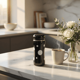 Black & White Polka Dot Stainless Steel Vacuum Bottle — 320ml - Al Kabayel Discount CentreBlack & White Polka Dot Stainless Steel Vacuum Bottle — 320mlWater bottlesAKDCAl Kabayel Discount Centre