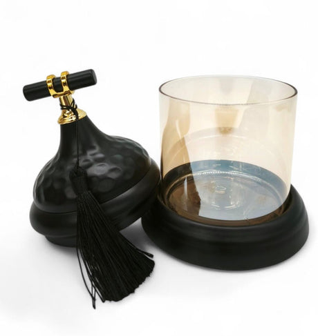 Black Wooden Texture Glass Canister With Lid 15Cm - Al Kabayel Discount CentreBlack Wooden Texture Glass Canister With Lid 15CmHome Décor AccentsAKDCAl Kabayel Discount Centre