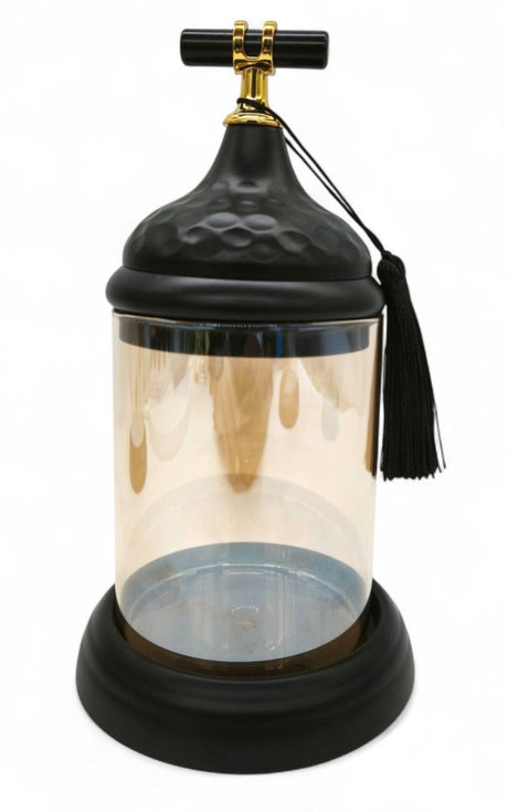 Black Wooden Texture Glass Canister With Lid 18Cm - Al Kabayel Discount CentreBlack Wooden Texture Glass Canister With Lid 18CmHome Décor AccentsAKDCAl Kabayel Discount Centre