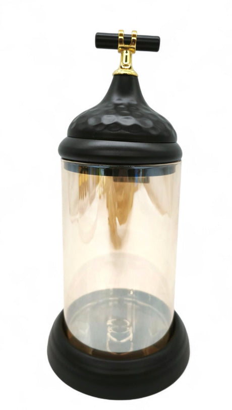 Black Wooden Texture Glass Canister With Lid 25Cm - Al Kabayel Discount CentreBlack Wooden Texture Glass Canister With Lid 25CmHome Décor AccentsAKDCAl Kabayel Discount Centre