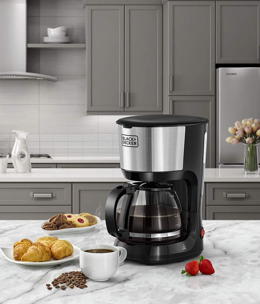 Black&Decker 750W 10 Cup Coffee Maker/Coffee Machine With Glass Carafe For Drip Coffee, Silver/Black - Dcm750S - B5, 2 Years Warranty - Al Kabayel Discount CentreBlack&Decker 750W 10 Cup Coffee Maker/Coffee Machine With Glass Carafe For Drip Coffee, Silver/Black - Dcm750S - B5, 2 Years WarrantyCoffee MakersBLACK & DECKERAl Kabayel Discount Centre