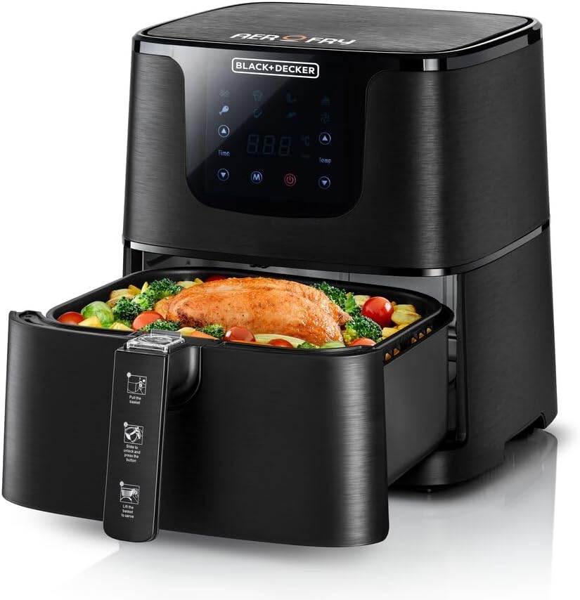 BLACK+DECKER Air Fryer 7 Preset Programs Digital Control Panel 1700W 5.8L Black AF700 - B5 - Al Kabayel Discount CentreBLACK+DECKER Air Fryer 7 Preset Programs Digital Control Panel 1700W 5.8L Black AF700 - B5Food & Drink AppliancesBLACK+DECKERAl Kabayel Discount Centre