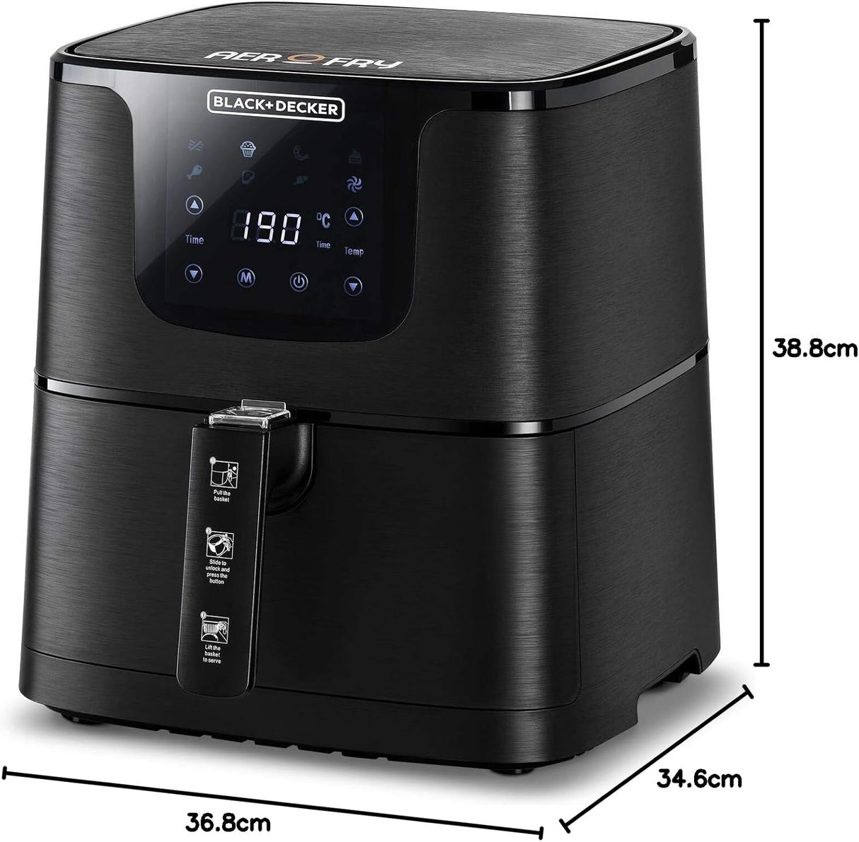 BLACK+DECKER Air Fryer 7 Preset Programs Digital Control Panel 1700W 5.8L Black AF700 - B5 - Al Kabayel Discount CentreBLACK+DECKER Air Fryer 7 Preset Programs Digital Control Panel 1700W 5.8L Black AF700 - B5Food & Drink AppliancesBLACK+DECKERAl Kabayel Discount Centre
