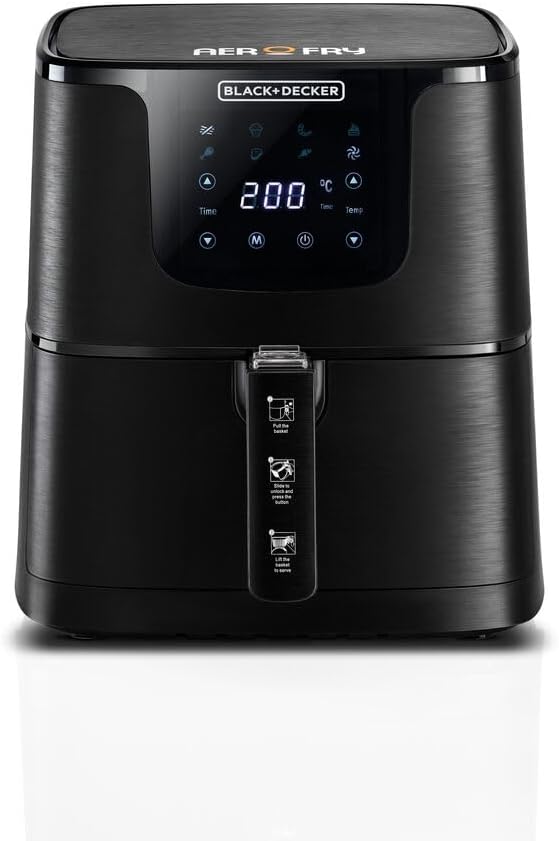 BLACK+DECKER Air Fryer 7 Preset Programs Digital Control Panel 1700W 5.8L Black AF700 - B5 - Al Kabayel Discount CentreBLACK+DECKER Air Fryer 7 Preset Programs Digital Control Panel 1700W 5.8L Black AF700 - B5Food & Drink AppliancesBLACK+DECKERAl Kabayel Discount Centre