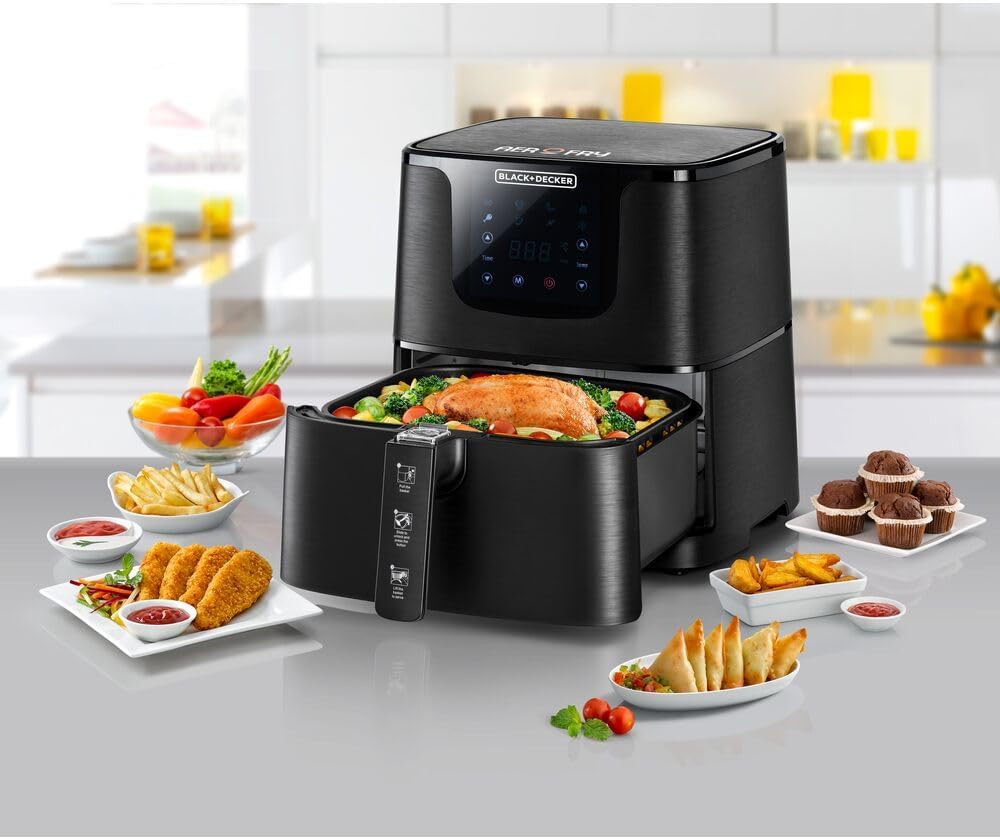 BLACK+DECKER Air Fryer 7 Preset Programs Digital Control Panel 1700W 5.8L Black AF700 - B5 - Al Kabayel Discount CentreBLACK+DECKER Air Fryer 7 Preset Programs Digital Control Panel 1700W 5.8L Black AF700 - B5Food & Drink AppliancesBLACK+DECKERAl Kabayel Discount Centre