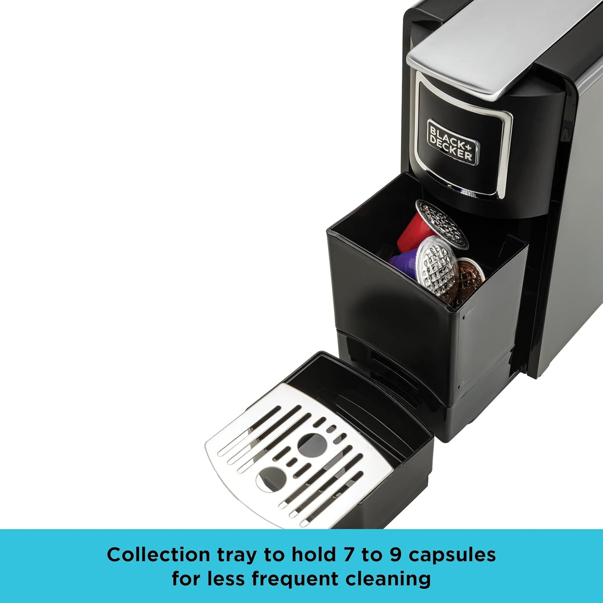 BLACK+DECKER Capsule Coffee Machine, 1140W, Compatible with Espresso Coffee Capsules, Espresso and Lungo Option, Compact Design, One - Touch Control, Fast Brewing, Removable Drip Tray, Black - CCM100 - B5 - Al Kabayel Discount CentreBLACK+DECKER Capsule Coffee Machine, 1140W, Compatible with Espresso Coffee Capsules, Espresso and Lungo Option, Compact Design, One - Touch Control, Fast Brewing, Removable Drip Tray, Black - CCM100 - B5Coffee MakersBLACK & DECKERAl Kabayel Discount Centre