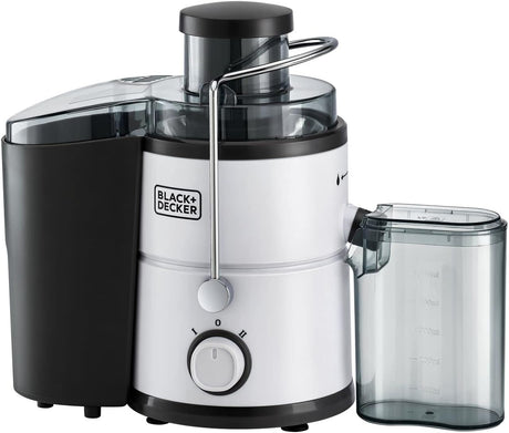 Black+Decker Juice Extractor 600W with 2 Speed Controls 65mm Feeding Chute Dishwasher Safe JE600 B5 White - Al Kabayel Discount CentreBlack+Decker Juice Extractor 600W with 2 Speed Controls 65mm Feeding Chute Dishwasher Safe JE600 B5 WhiteBlenders, Mixers & Food ProcessorsBLACK & DECKERAl Kabayel Discount Centre