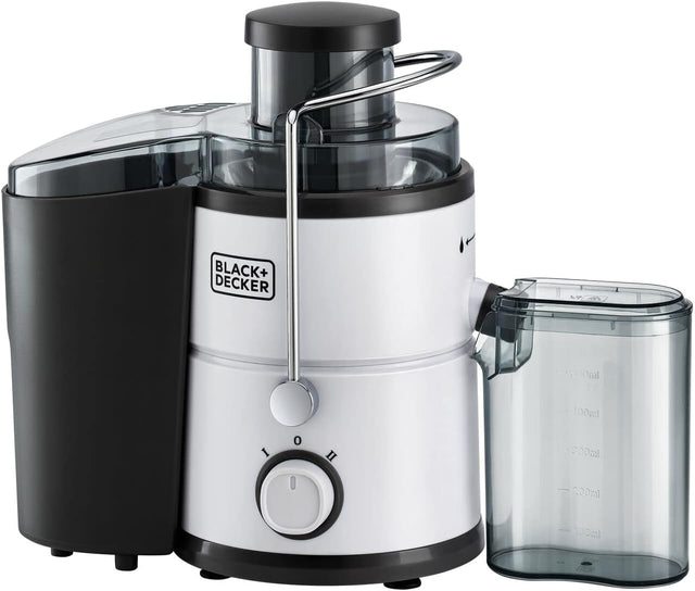 Black+Decker Juice Extractor 600W with 2 Speed Controls 65mm Feeding Chute Dishwasher Safe JE600 B5 White - Al Kabayel Discount CentreBlack+Decker Juice Extractor 600W with 2 Speed Controls 65mm Feeding Chute Dishwasher Safe JE600 B5 WhiteBlenders, Mixers & Food ProcessorsBLACK & DECKERAl Kabayel Discount Centre