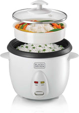 BLACK+DECKER Rice Cooker, 400W, 1L Capacity, Removable Nonstick Bowl, Steaming Tray, Glass Lid, Cool - Touch Design, Auto Warm Function, Water Level Indicator, Quick Meals, 220 - 240V, White - RC1050 - B5 - Al Kabayel Discount CentreBLACK+DECKER Rice Cooker, 400W, 1L Capacity, Removable Nonstick Bowl, Steaming Tray, Glass Lid, Cool - Touch Design, Auto Warm Function, Water Level Indicator, Quick Meals, 220 - 240V, White - RC1050 - B5Rice CookersBLACK & DECKERAl Kabayel Discount Centre