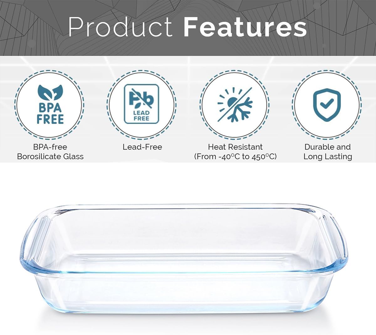 BLACKSTONE Rectangular Borosilicate Oven Glass Tray 2.9 Liter, 39.5cm*23.7cm*5cm - Al Kabayel Discount CentreBLACKSTONE Rectangular Borosilicate Oven Glass Tray 2.9 Liter, 39.5cm*23.7cm*5cmFood ContainersBLACKSTONEAl Kabayel Discount Centre
