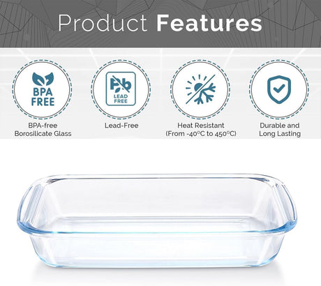 BLACKSTONE Rectangular Borosilicate Oven Glass Tray 2.9 Liter, 39.5cm*23.7cm*5cm - Al Kabayel Discount CentreBLACKSTONE Rectangular Borosilicate Oven Glass Tray 2.9 Liter, 39.5cm*23.7cm*5cmFood ContainersBLACKSTONEAl Kabayel Discount Centre