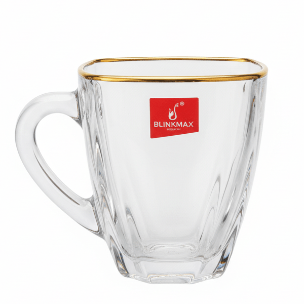 Blinkmax Elegant Glass Mug with Gold Rim & Handle, Stylish Everyday Use 180ml - Al Kabayel Discount CentreBlinkmax Elegant Glass Mug with Gold Rim & Handle, Stylish Everyday Use 180mlMugsBLINKMAXAl Kabayel Discount Centre