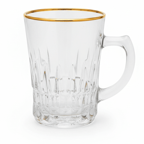 Blinkmax Elegant Glass Tea Mug with Gold Rim & Handle, Luxury Tea Cup 160ml - Al Kabayel Discount CentreBlinkmax Elegant Glass Tea Mug with Gold Rim & Handle, Luxury Tea Cup 160mlMugsBLINKMAXAl Kabayel Discount Centre