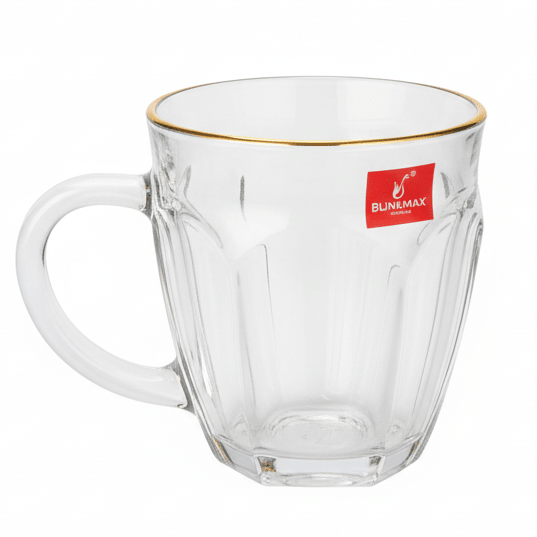 Blinkmax Glass Tea Mug with Gold Rim & Elegant Handle, Ideal for Tea & Coffee 205ml - Al Kabayel Discount CentreBlinkmax Glass Tea Mug with Gold Rim & Elegant Handle, Ideal for Tea & Coffee 205mlMugsBLINKMAXAl Kabayel Discount Centre