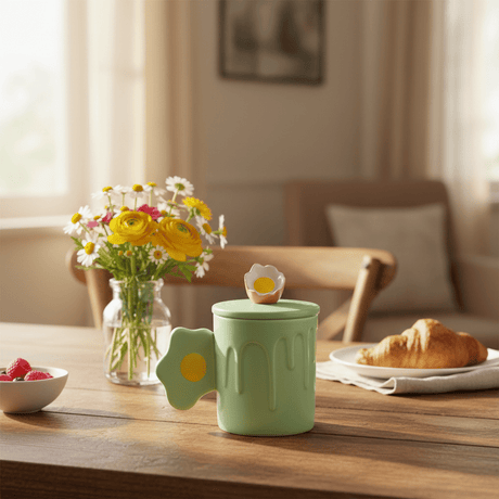 Bloom Drip Ceramic Mug With Lid — Mint Green | 350ml - Al Kabayel Discount CentreBloom Drip Ceramic Mug With Lid — Mint Green | 350mlMugsAKDCAl Kabayel Discount Centre