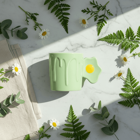 Bloom Drip Ceramic Mug With Lid — Mint Green | 350ml - Al Kabayel Discount CentreBloom Drip Ceramic Mug With Lid — Mint Green | 350mlMugsAKDCAl Kabayel Discount Centre