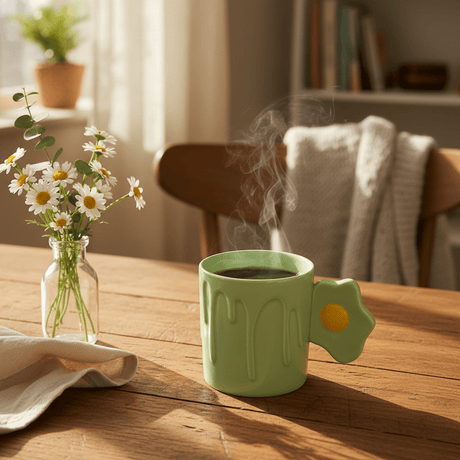 Bloom Drip Ceramic Mug With Lid — Mint Green | 350ml - Al Kabayel Discount CentreBloom Drip Ceramic Mug With Lid — Mint Green | 350mlMugsAKDCAl Kabayel Discount Centre
