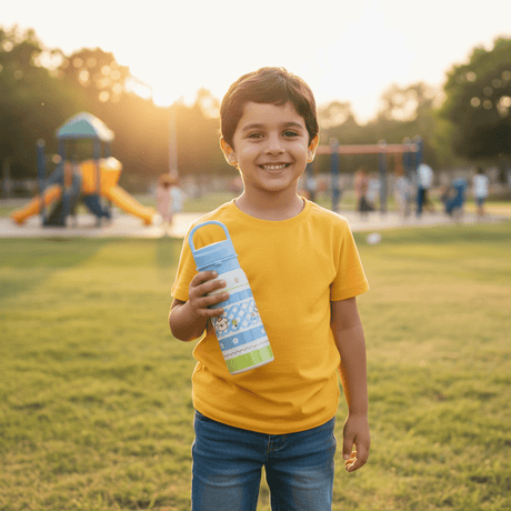 Blue & Cream Decorative Metal Water Bottle for Daily Hydration – 500 ml - Al Kabayel Discount CentreBlue & Cream Decorative Metal Water Bottle for Daily Hydration – 500 mlWater BottlesAKDCAl Kabayel Discount Centre