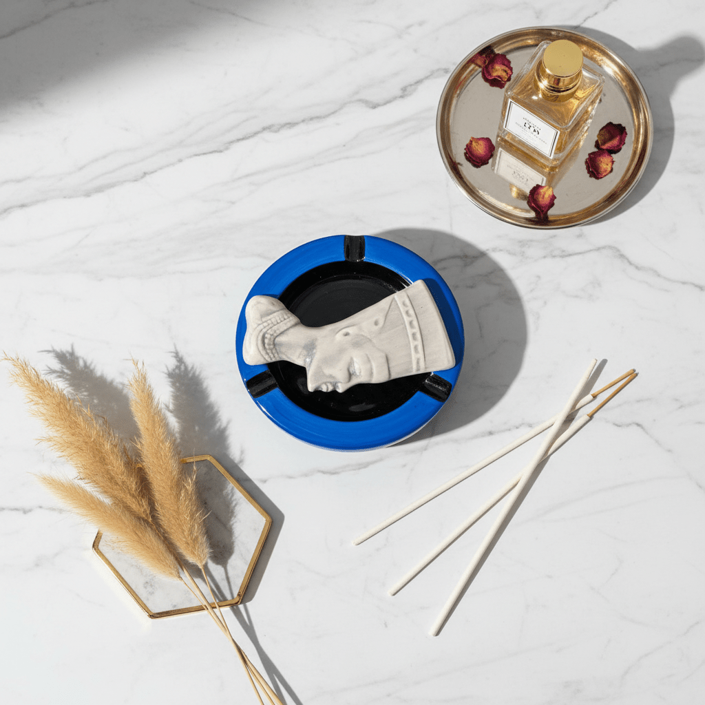 Blue & White Ceramic Ashtray — 12cm | Handcrafted Sculptural Design - Al Kabayel Discount CentreBlue & White Ceramic Ashtray — 12cm | Handcrafted Sculptural DesignTea/Coffee PotsAKDCAl Kabayel Discount Centre