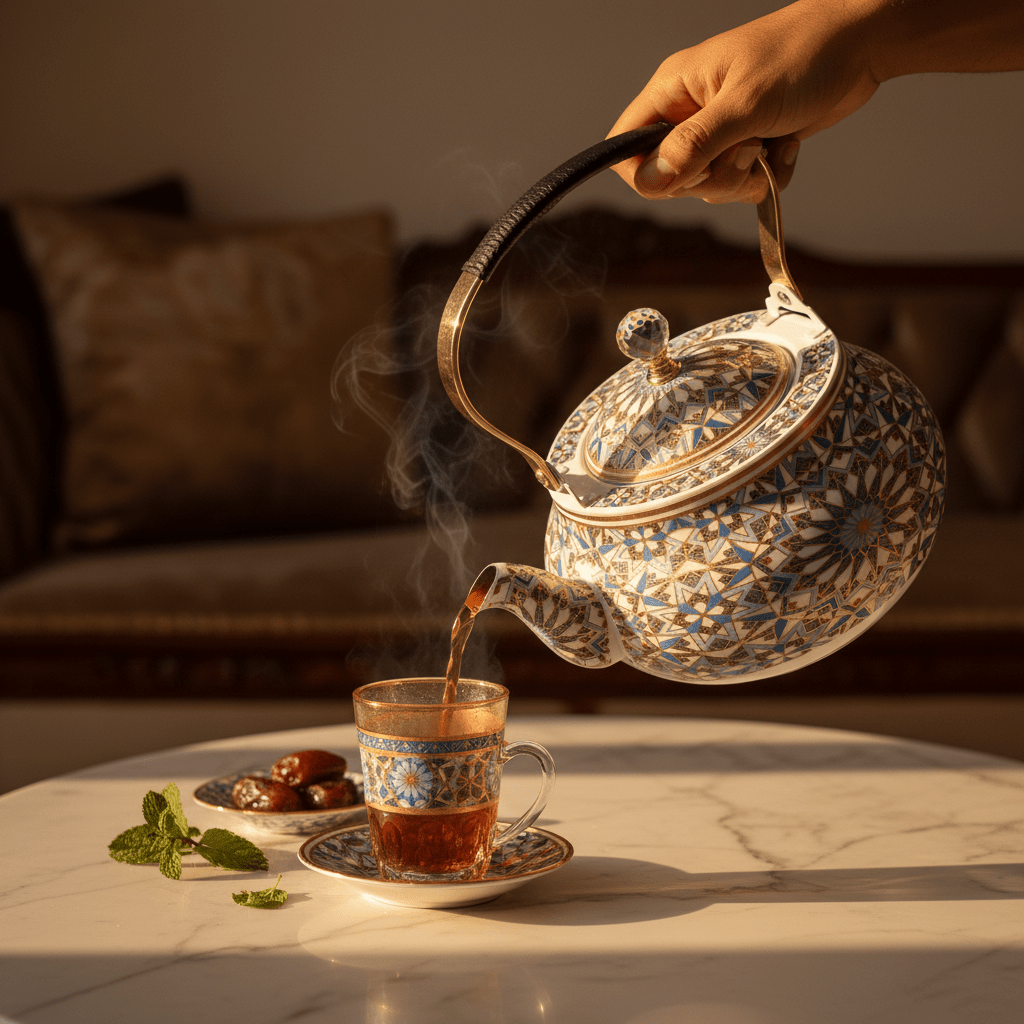 Blue & White Mosaic Metal Tea Kettle with Crystal Lid & Ergonomic Handle — 1.5 Litre | Arabic Majlis Hospitality Teapot - Al Kabayel Discount CentreBlue & White Mosaic Metal Tea Kettle with Crystal Lid & Ergonomic Handle — 1.5 Litre | Arabic Majlis Hospitality TeapotTea/Coffee PotsAKDCAl Kabayel Discount Centre