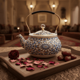 Blue & White Mosaic Metal Tea Kettle with Crystal Lid & Ergonomic Handle — 1.5 Litre | Arabic Majlis Hospitality Teapot - Al Kabayel Discount CentreBlue & White Mosaic Metal Tea Kettle with Crystal Lid & Ergonomic Handle — 1.5 Litre | Arabic Majlis Hospitality TeapotTea/Coffee PotsAKDCAl Kabayel Discount Centre