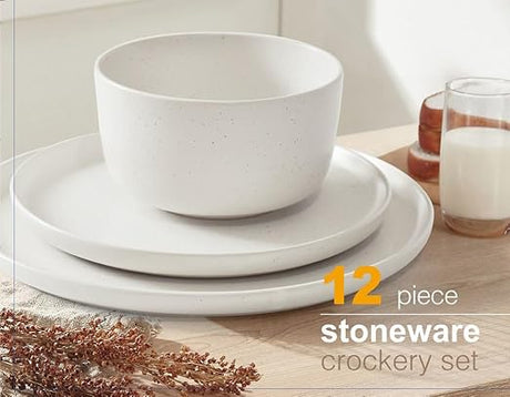Bone China Shallow RECTORY 12 - Pieces Stoneware Dinnerware Set, Dinner Set, Kitchen Dinnerware Ceramic Crockery Set, Dinner Service Set for 4, Include 26.8cm Dinner Plate, 21.5cm plate and Cereal Bowl - Al Kabayel Discount CentreBone China Shallow RECTORY 12 - Pieces Stoneware Dinnerware Set, Dinner Set, Kitchen Dinnerware Ceramic Crockery Set, Dinner Service Set for 4, Include 26.8cm Dinner Plate, 21.5cm plate and Cereal BowlDinnerware SetsCUISINE ARTAl Kabayel Discount Centre