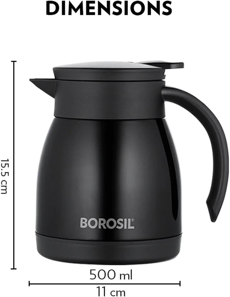 Borosil Hydra Stainless Steel Double Wall Vaccum Teapot 500ml, Black - Al Kabayel Discount CentreBorosil Hydra Stainless Steel Double Wall Vaccum Teapot 500ml, BlackTea/Coffee PotsBOROSILAl Kabayel Discount Centre