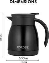 Borosil Hydra Stainless Steel Double Wall Vaccum Teapot 500ml, Black - Al Kabayel Discount CentreBorosil Hydra Stainless Steel Double Wall Vaccum Teapot 500ml, BlackTea/Coffee PotsBOROSILAl Kabayel Discount Centre