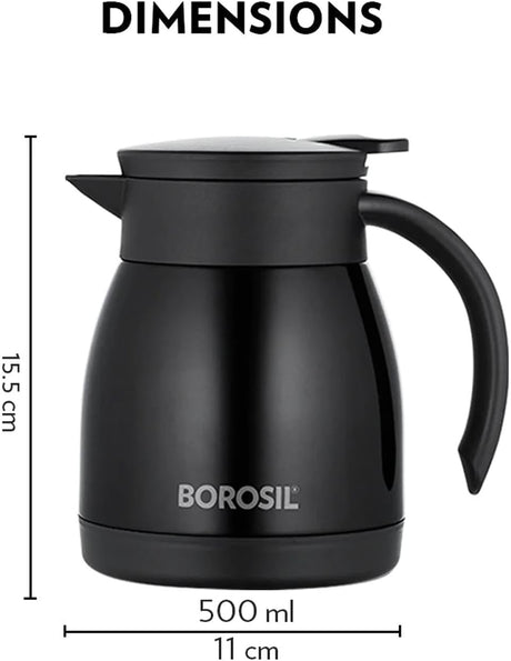 Borosil Hydra Stainless Steel Double Wall Vaccum Teapot 500ml, Black - Al Kabayel Discount CentreBorosil Hydra Stainless Steel Double Wall Vaccum Teapot 500ml, BlackTea/Coffee PotsBOROSILAl Kabayel Discount Centre