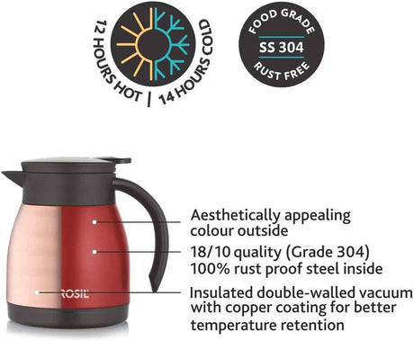 Borosil Hydra Stainless Steel Double Wall Vaccum Teapot 500ml, Red - FLKT50RED12 - Al Kabayel Discount CentreBorosil Hydra Stainless Steel Double Wall Vaccum Teapot 500ml, Red - FLKT50RED12Tea/Coffee PotsBOROSILAl Kabayel Discount Centre