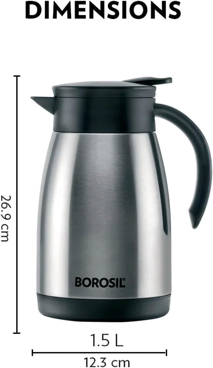 Borosil Hydra Vaccum Insulated Stainless Steel Teapot/Thermal Flask 1500ml, Silver - FLKT15SS21 - Al Kabayel Discount CentreBorosil Hydra Vaccum Insulated Stainless Steel Teapot/Thermal Flask 1500ml, Silver - FLKT15SS21ThermosBOROSILAl Kabayel Discount Centre
