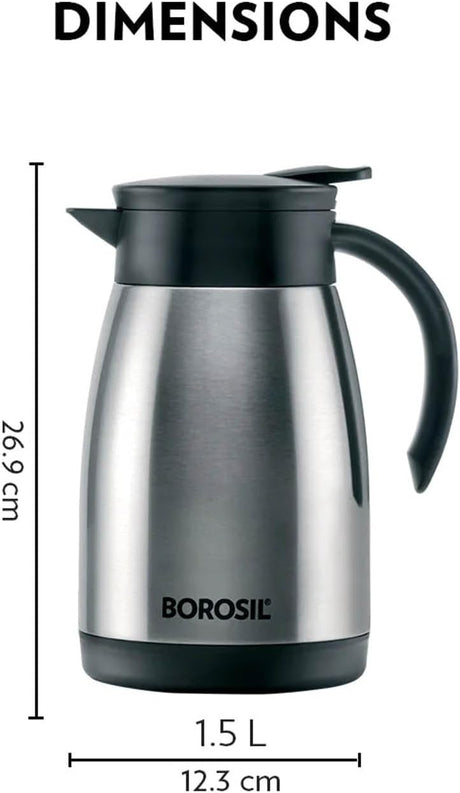 Borosil Hydra Vaccum Insulated Stainless Steel Teapot/Thermal Flask 1500ml, Silver - FLKT15SS21 - Al Kabayel Discount CentreBorosil Hydra Vaccum Insulated Stainless Steel Teapot/Thermal Flask 1500ml, Silver - FLKT15SS21ThermosBOROSILAl Kabayel Discount Centre