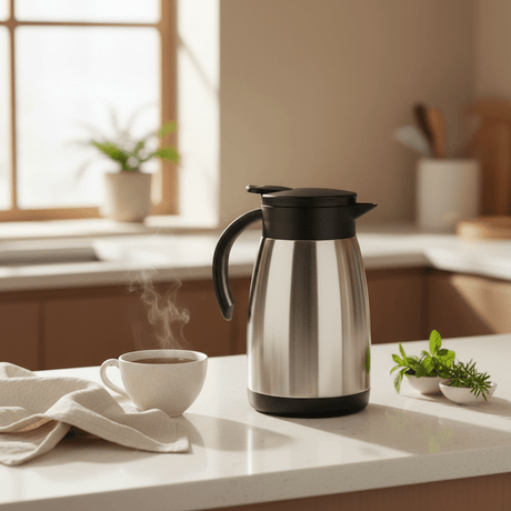 Borosil Stainless Steel Vacuum Tea Pot — 750ml | Silver & Black | - Al Kabayel Discount CentreBorosil Stainless Steel Vacuum Tea Pot — 750ml | Silver & Black |Tea/Coffee PotsBOROSILAl Kabayel Discount Centre