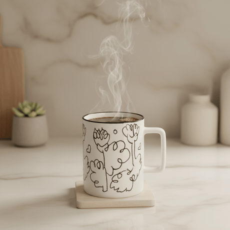 Botanical Line Art Ceramic Mug – White & Black | 400ml | - Al Kabayel Discount CentreBotanical Line Art Ceramic Mug – White & Black | 400ml |MugsAKDCAl Kabayel Discount Centre