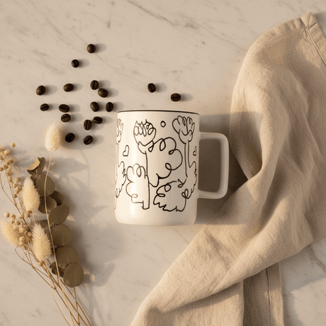 Botanical Line Art Ceramic Mug – White & Black | 400ml | - Al Kabayel Discount CentreBotanical Line Art Ceramic Mug – White & Black | 400ml |MugsAKDCAl Kabayel Discount Centre