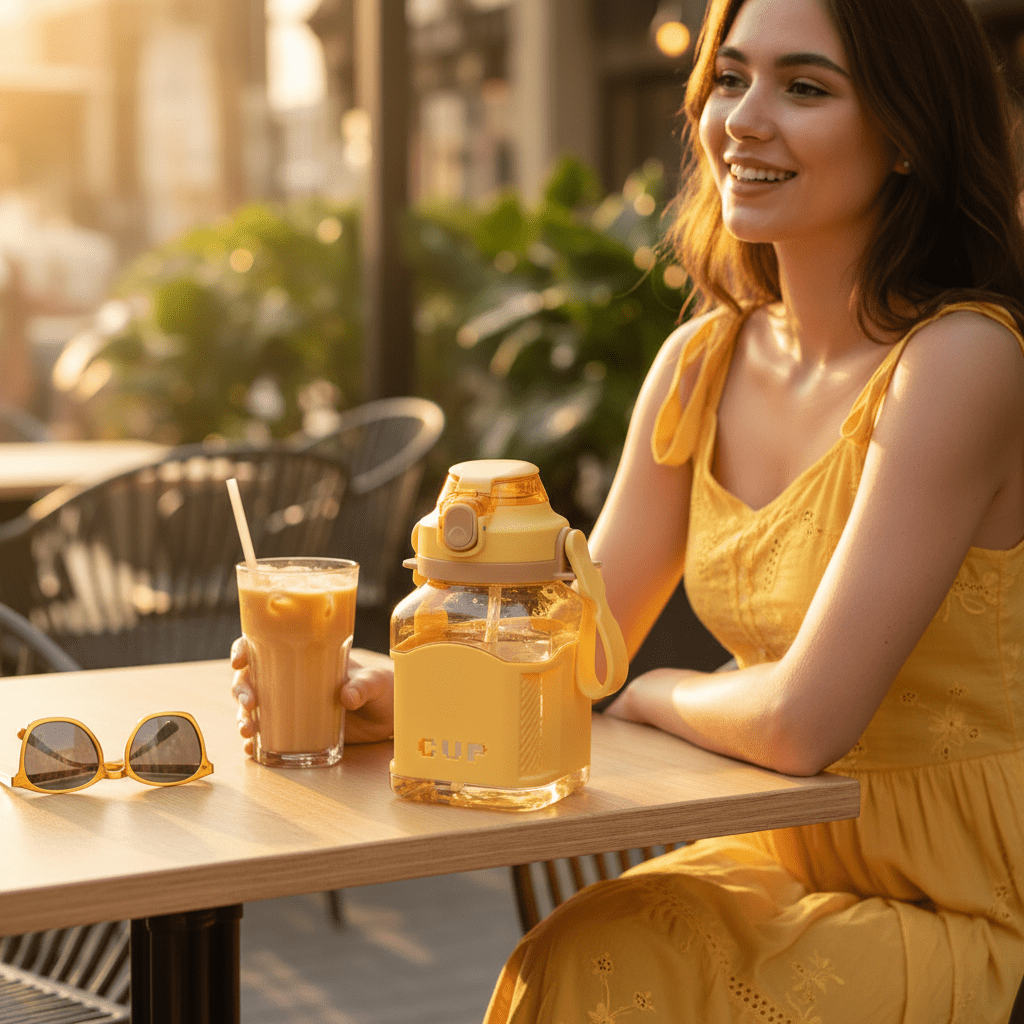 Bright Yellow Plastic Drinking Bottle with Handy Carry Handle 1000ml - Al Kabayel Discount CentreBright Yellow Plastic Drinking Bottle with Handy Carry Handle 1000mlWater BottlesAKDCAl Kabayel Discount Centre