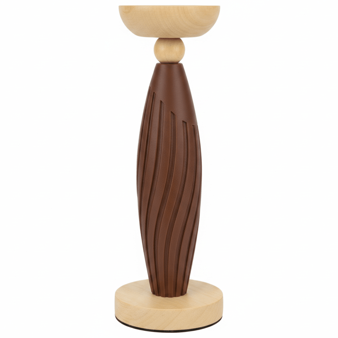 Brown & Natural Wood Candle Holder – 29cm Decorative Pillar Stand - Al Kabayel Discount CentreBrown & Natural Wood Candle Holder – 29cm Decorative Pillar StandHome Décor AccentsAKDCAl Kabayel Discount Centre
