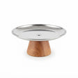 Brown Wooden Footed Silver Stainless Steel Serving Plate - 20×8 cm - Al Kabayel Discount CentreBrown Wooden Footed Silver Stainless Steel Serving Plate - 20×8 cmServing TraysAKDCAl Kabayel Discount Centre