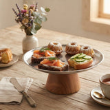 Brown Wooden Footed Silver Stainless Steel Serving Plate - 20×8 cm - Al Kabayel Discount CentreBrown Wooden Footed Silver Stainless Steel Serving Plate - 20×8 cmServing TraysAKDCAl Kabayel Discount Centre