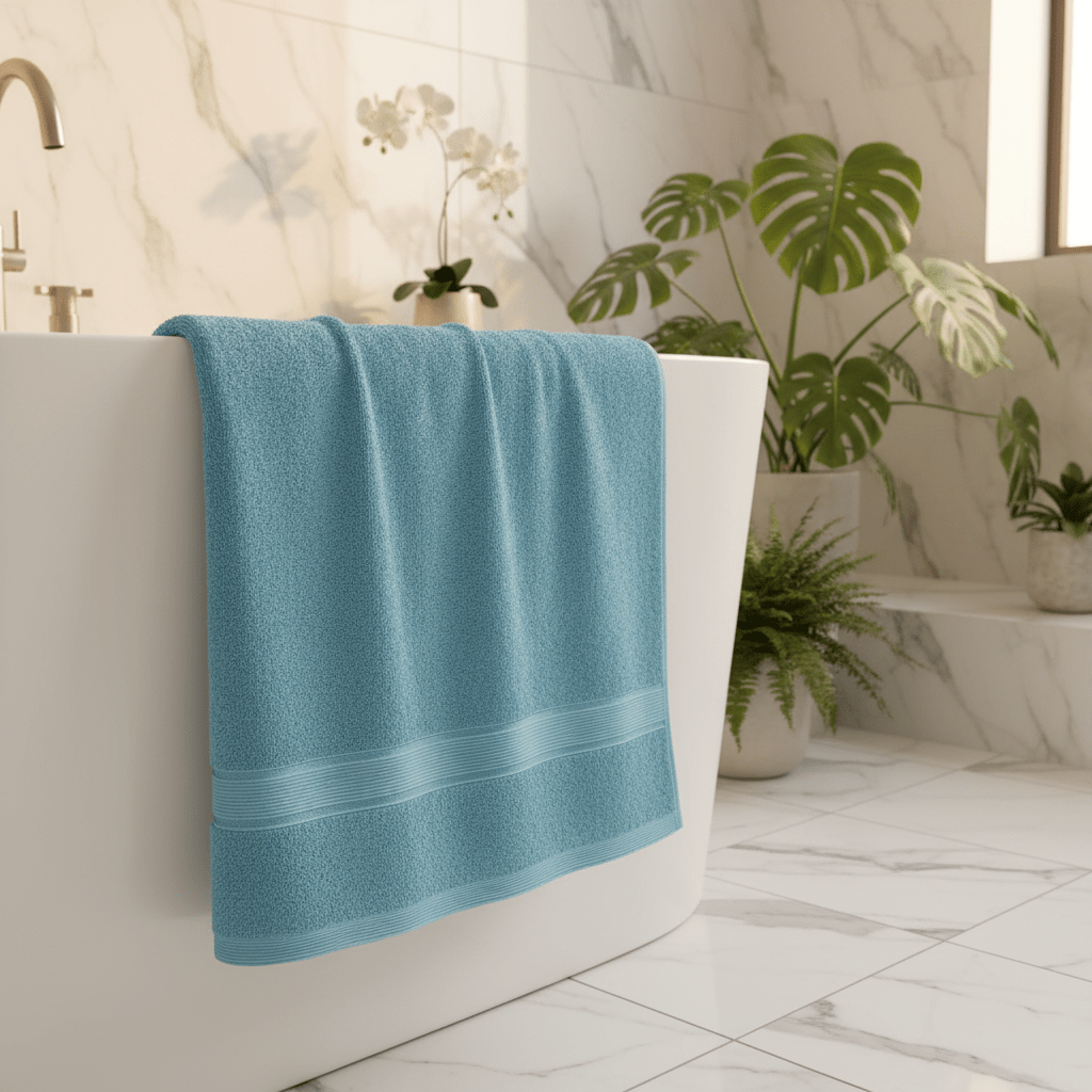 BTC Bath Towel – Sea Blue | 70×140 cm - Al Kabayel Discount CentreBTC Bath Towel – Sea Blue | 70×140 cmBath Towels & WashclothsBTCAl Kabayel Discount Centre