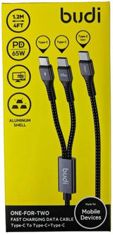 BUDI 2 in 1 Fast Charging Data Cable Type - C to Type - C + Type C - Al Kabayel Discount CentreBUDI 2 in 1 Fast Charging Data Cable Type - C to Type - C + Type CCords & AdaptersBUDIAl Kabayel Discount Centre