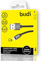BUDI iPhone, iPad Lightning Charging Cable (5V/2.4A), Nylon Braided,3meter, Black - Al Kabayel Discount CentreBUDI iPhone, iPad Lightning Charging Cable (5V/2.4A), Nylon Braided,3meter, BlackCords & AdaptersBUDIAl Kabayel Discount Centre