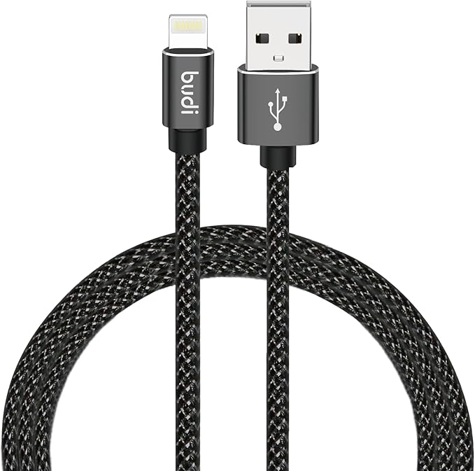 BUDI iPhone, iPad Lightning Charging Cable (5V/2.4A), Nylon Braided,3meter, Black - Al Kabayel Discount CentreBUDI iPhone, iPad Lightning Charging Cable (5V/2.4A), Nylon Braided,3meter, BlackCords & AdaptersBUDIAl Kabayel Discount Centre